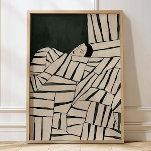 Abstrakt Menschen Kunst Mid Century Print Moderne abstrakte Kunst Abstrakte Wandkunst Minimalistischen Druck Wohnzimmer Kunst Weibliche Figur Wand dekor