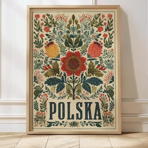Polska Volkskunst Poster Vintage Polnisches Blumen Wand Kunst Druck Retro Polen Wohnkultur Traditionelles polnisches Geschenk Polen Wohndekor