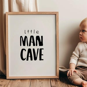 Little Man Cave Wall Print Minimalist Boy Room Art Monochrome Boy Art Black And White Print Boy Room Minimal Kids Room Prints Man Cave Art