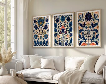 Scandinavian Art Norwegian Folk Art Floral Print Set of 2 Nordic Wall ...