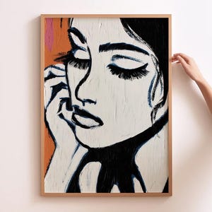 Abstract Woman Art Mid Century Print Modern Abstract Art Abstract Wall Art Minimalist Woman Print Living Room Art Female Face Wall Decor