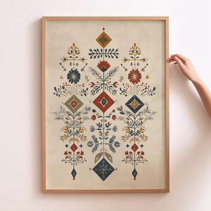 Scandinavian Art Norwegian Folk Art Floral Print Vintage Nordic Wall Art Botanical Print Nordic Home Wall Art Swedish Floral Art