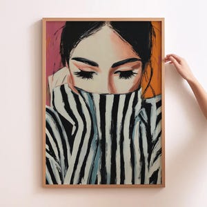 Abstract People Art Mid Century Print Modern Abstract Art Abstract Wall Art Minimalist Woman Print Living Room Art Female Face Wall Decor