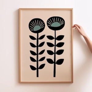 Scandinavian Folk Art Norwegian Print Contemporary Decor Abstract Botanical Art Nordic Wall Print Scandi Home Decor Norway Bedroom Poster