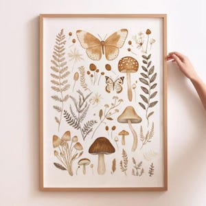 Mushroom Wall Art Wild Mushroom Print Forest Foraging Art Farmhouse Kitchen Print Mushroom Drawing Home Woodland Decor Botanical Kitchen Art