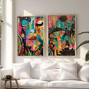 Maximalist Wall Art Mushroom Art Maximalist Prints Psychedelic Art Eclectic Wall Decor Abstract Print Colourful Wall Art Trendy Prints