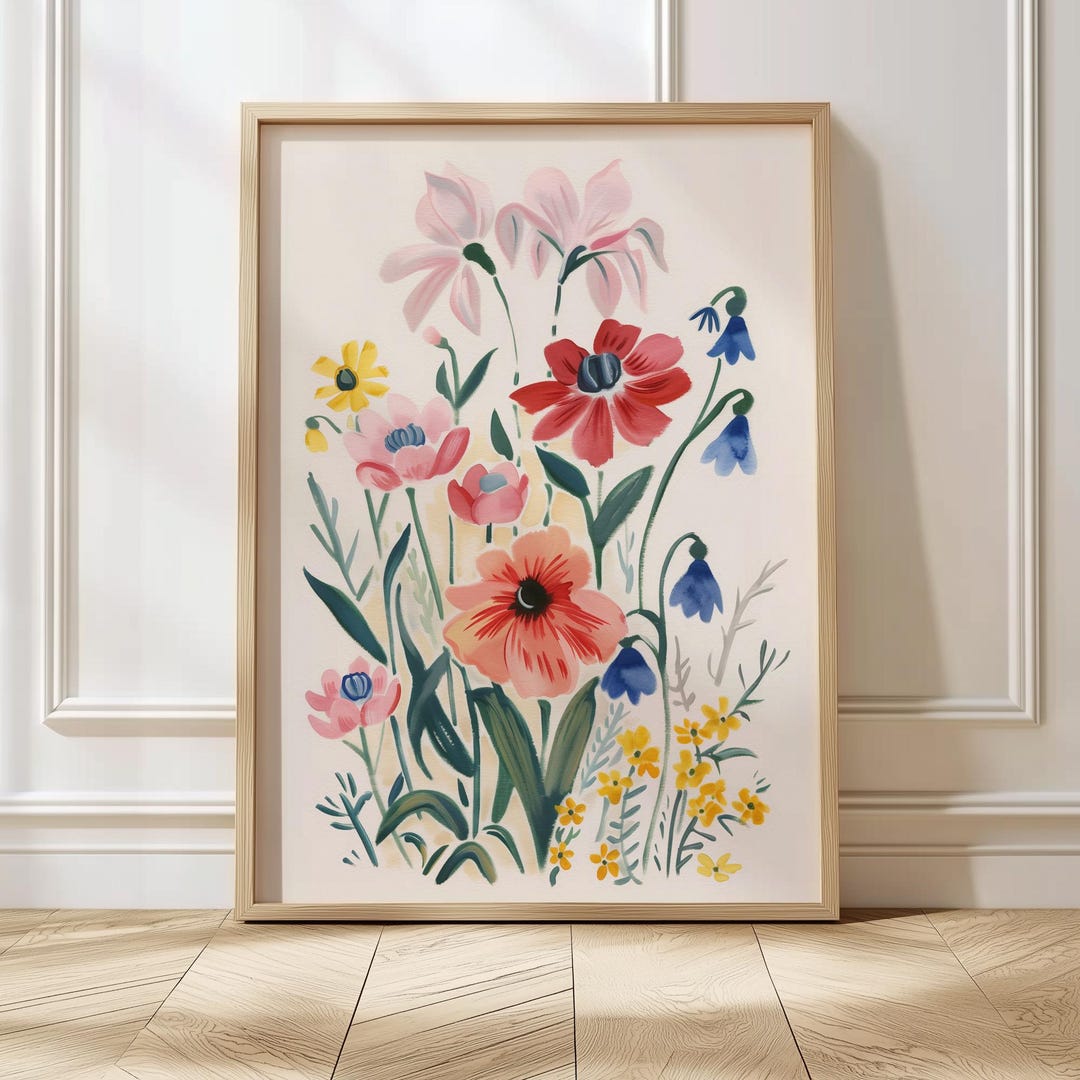 Wildflower Wall Art Print Cottagecore Flower Poster Vintage Botanical ...