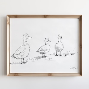 Farmhouse Nursery Print Vintage Nursery Goose Cottagecore Wall Art Vintage Duck Sketch Farmhouse Art Vintage Nursery Art Duck Wall Art