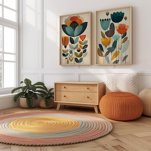 Scandinavian Art Norwegian Folk Art Floral Print Set of 2 Nordic Wall Art Norway Living Room Home Decor Scandi Bedroom Wall Art image 3