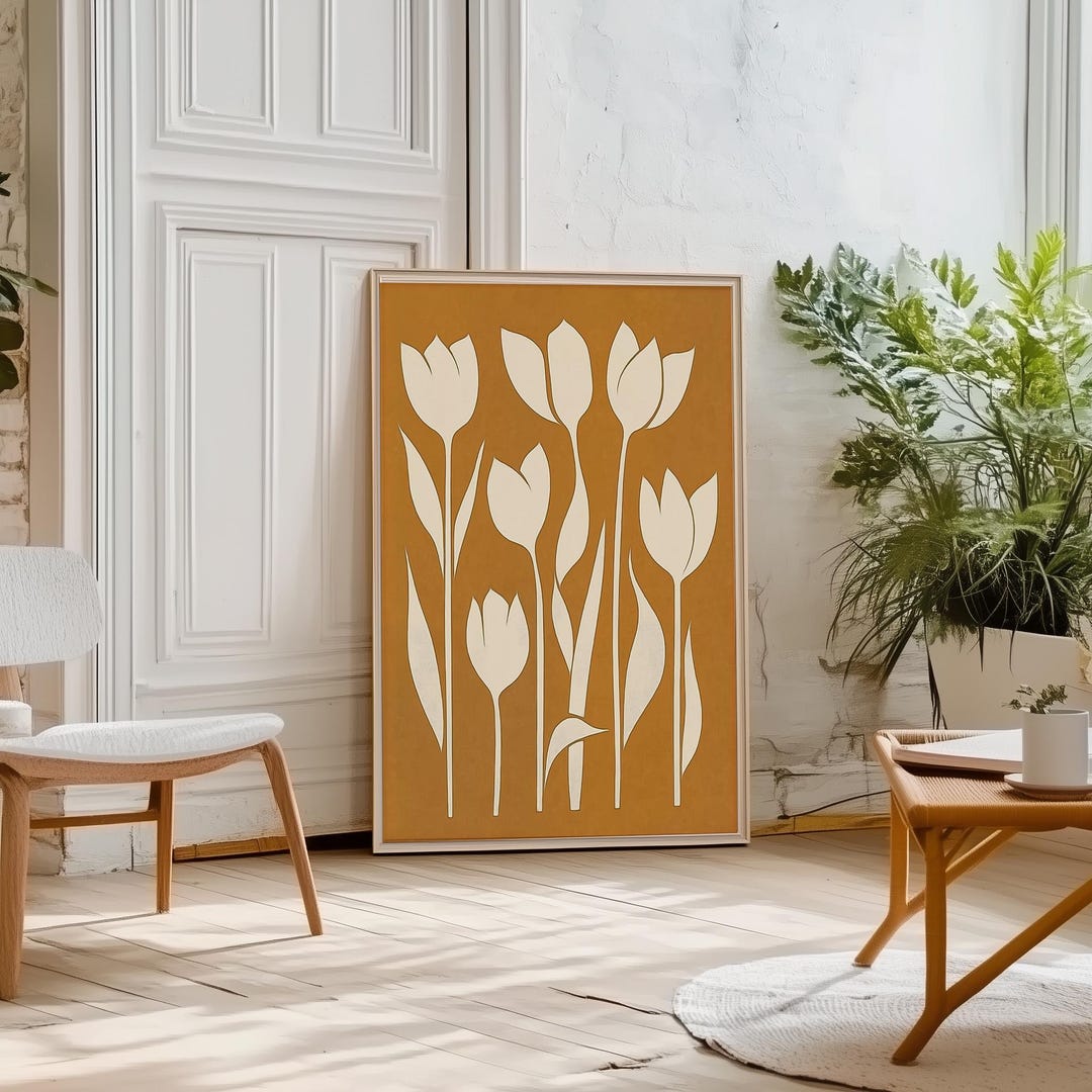 Floral Art Mid Century Flower Prints Neutral Botanical Poster Spring ...