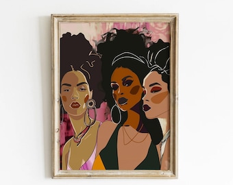 Black Women Art Black Girl Wall Art Abstract Women Poster African American Art Mid Century Woman Art Black Girl Magic African Woman Art