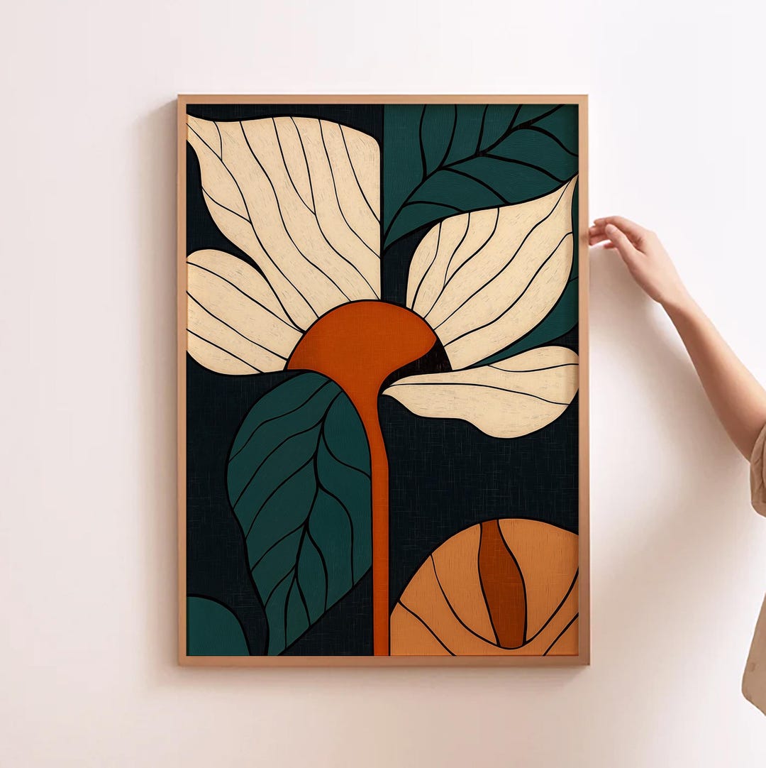 Abstract Botanical Art Modern Flower Wall Art Botanical Bedroom Print ...