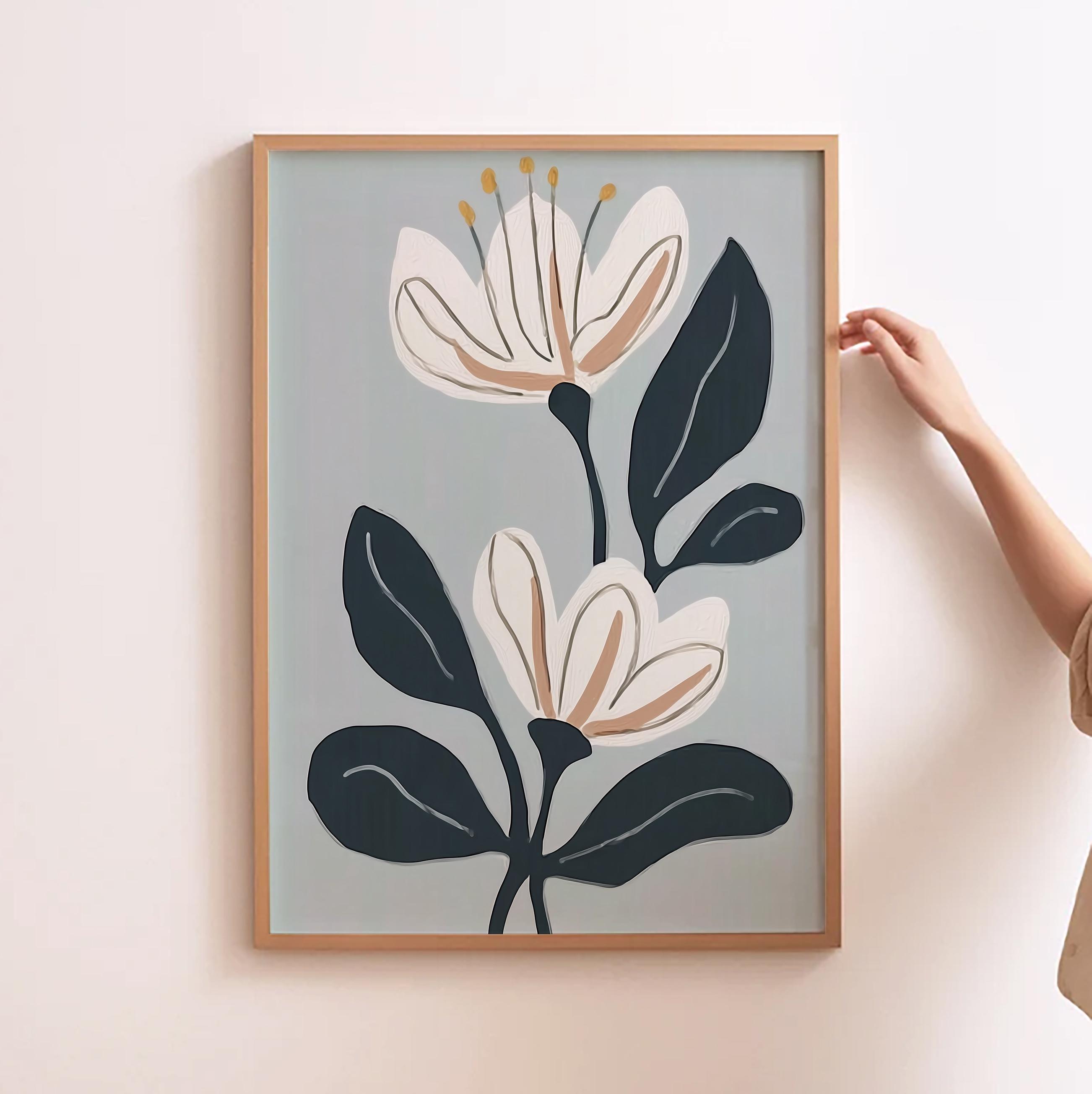 Abstract Floral, Mid Century Modern, Printable Wall Art, Light