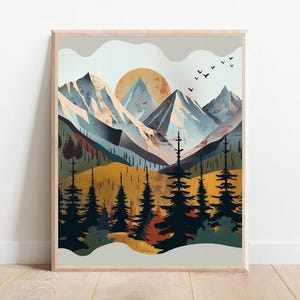Boy Room Mountain Nursery Art Mountain Print Tree Nursery Decor Nursery Wall Art Adventure Theme Nursery Nordic Style Boys Room Prints image 5