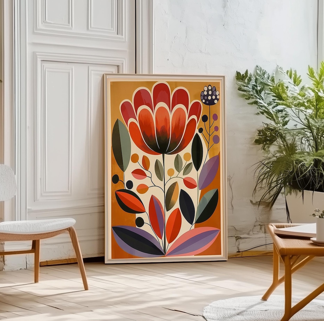Scandinavian Art Norwegian Folk Print Floral Botanical Art Nordic Wall ...