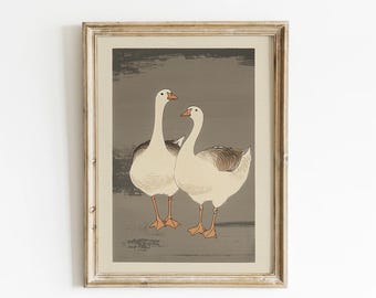 Vintage Duck and Nursery Print | Farmhouse Animal Wall Art | Cottagecore Baby Room Decor | Rustic Nursery Illustration