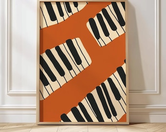 Piano Keys Wall Art Retro Music Print Music Room Wall Decor Trendy