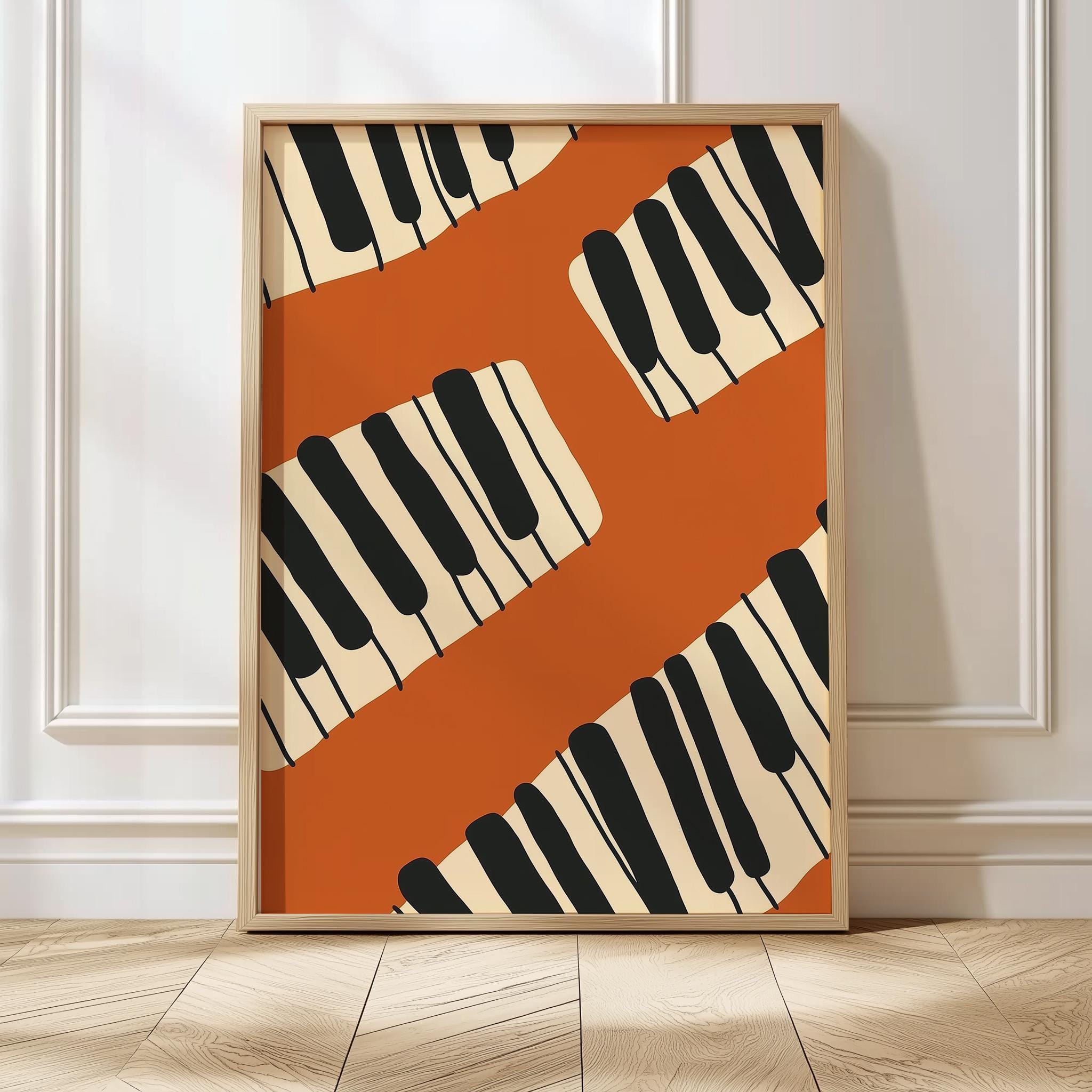 Piano Keys Wall Art Retro Music Print Music Room Wall Decor Trendy
