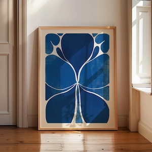Arte popolare scandinava Stampa nordica Blu Scandi Art Download digitale Norvegia Stampa astratta Poster botanico Matisse Style Art Blue Wall Art
