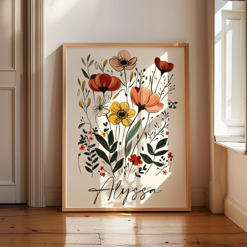 Custom Wildflower Nursery Print Floral Name Nursery Wall Art Wild ...