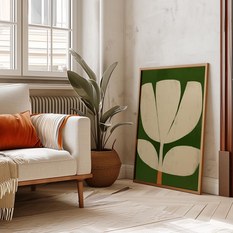 Abstract Tulip Wall Art Contemporary Botanical Print Large Flower Art ...