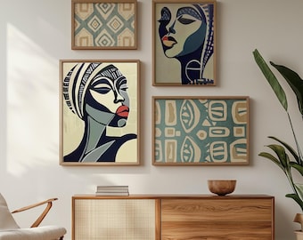 Arte mural africano, impresiones afrocéntricas, arte africano contemporáneo, decoración africana para el hogar, arte mural de mujer negra, arte mural afrocéntrico, arte de la cultura negra