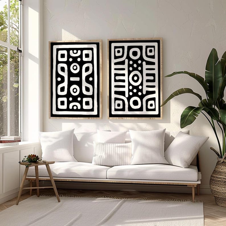 Tribal African Art Pattern Wall Art Afrocentric Prints Contemporary African Art African Home Decor Afrocentric Wall Art Black Culture Art image 3