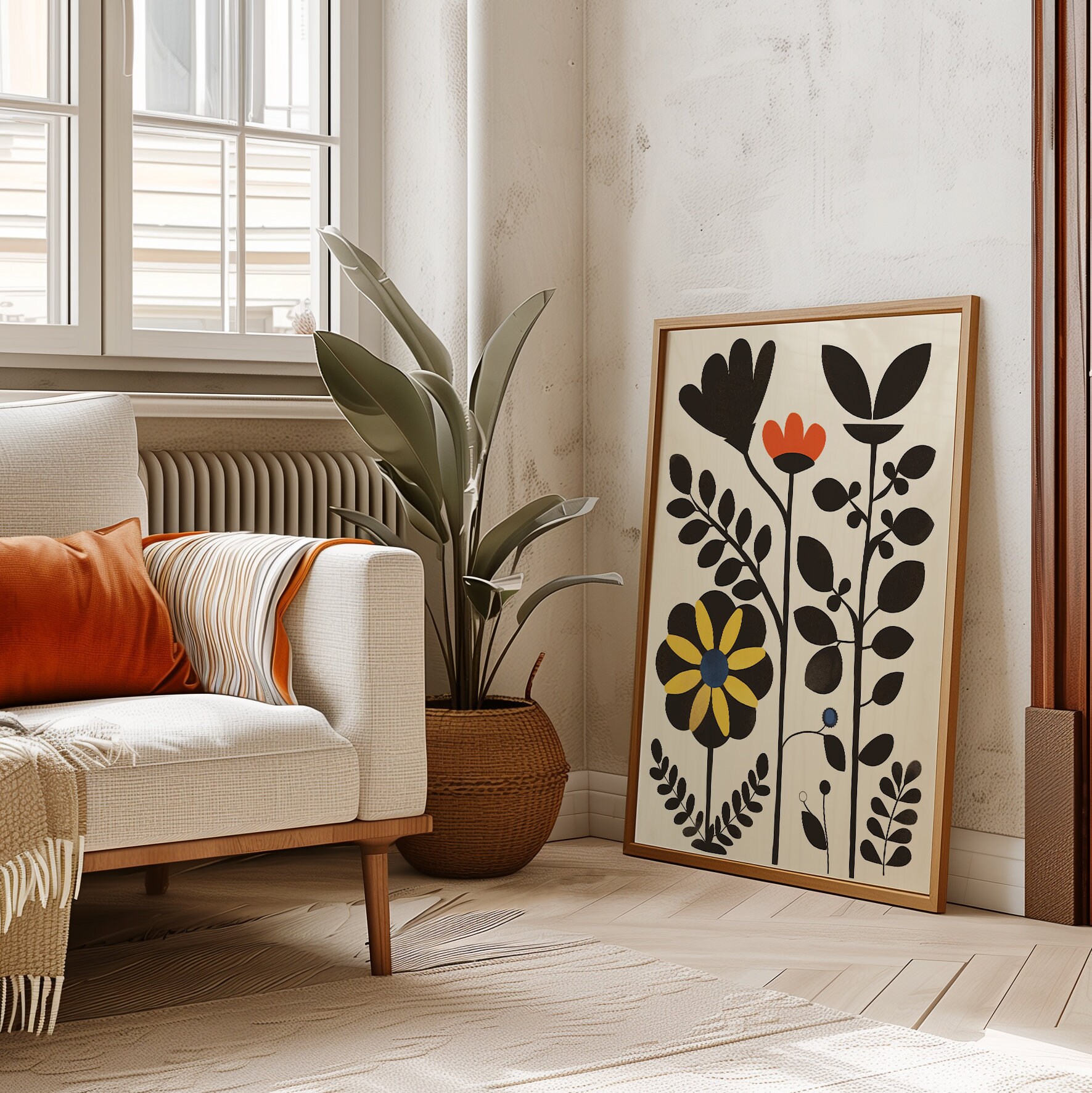Scandinavian Art Norwegian Folk Art Floral Print Set of 2 Nordic Wall ...