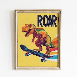 Kids Dinosaur Art Dino Wall Art Boys Room Wall Decor Boy Room Dino Poster Cool Art For Boys Bedroom Prints Dinosaur Art For Kids T Rex Print