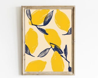 Lemon Art Citrus Poster Simple Fruit Market Print Lemon Wall Art Abstract Fruit Art Abstract Lemon Poster Lemon Kitchen Art Prints