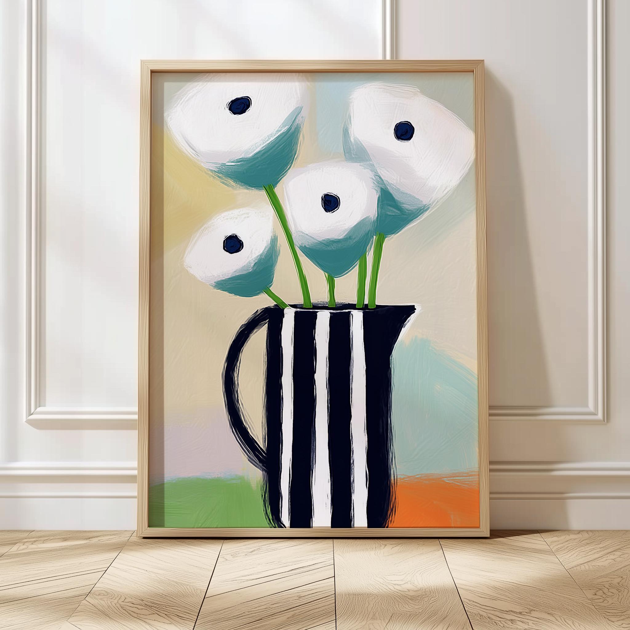 Abstract Floral Art Mid Century Modern Flower Vase Print Flower