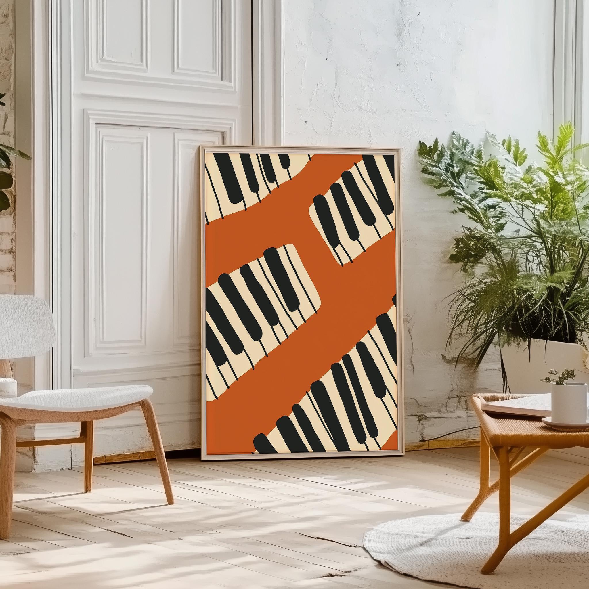 Piano Keys Wall Art Retro Music Print Music Room Wall Decor Trendy