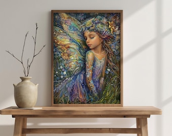 Fairy Nursery Art Fairy Girls Room Print Woodland Prints Boho Nursery Decor Fairy For Girls Room, Woodland Art Girls Room Fairy Decor