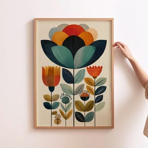 Scandinavian Art Norwegian Folk Art Floral Print Set of 2 Nordic Wall Art Norway Living Room Home Decor Scandi Bedroom Wall Art image 4