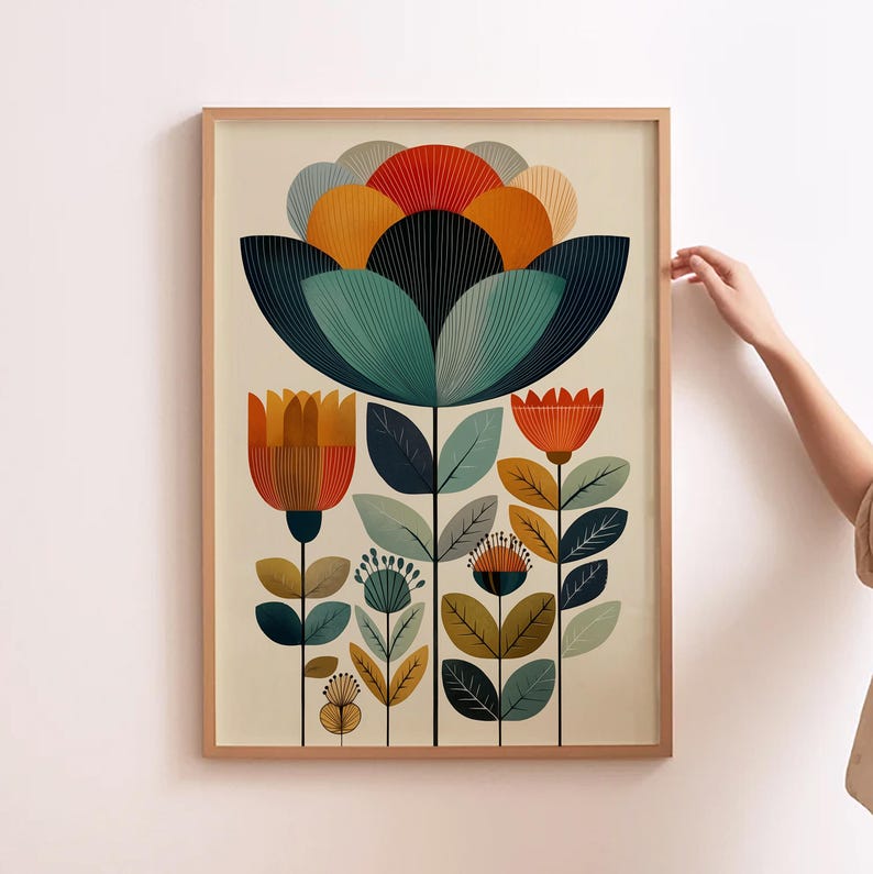 Scandinavian Art Norwegian Folk Art Floral Print Set of 2 Nordic Wall Art Norway Living Room Home Decor Scandi Bedroom Wall Art image 4