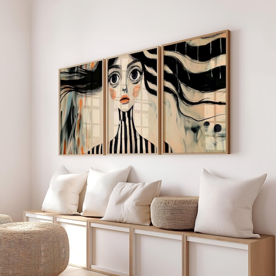 Abstract Face Art Eclectic Wall Art Surreal Colourful Prints Trendy Prints For Home Minimalist Face Wall Art Abstract Painting Big Eyes Art
