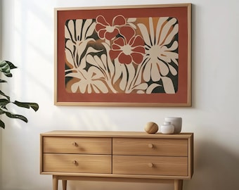 Abstrakter botanischer Druck modernes Blumendekor Blumen-Wand-Kunst Botanisches Schlafzimmer-Druck modernes Wohndekor Mid-Century-Druck Retro Wandkunst