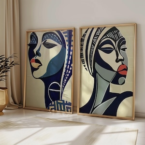 African Art Prints Women's Face Art Print  African Painting, African Queen Art Minimal Art Decor Modern Wall Hanging Matisse Inspired