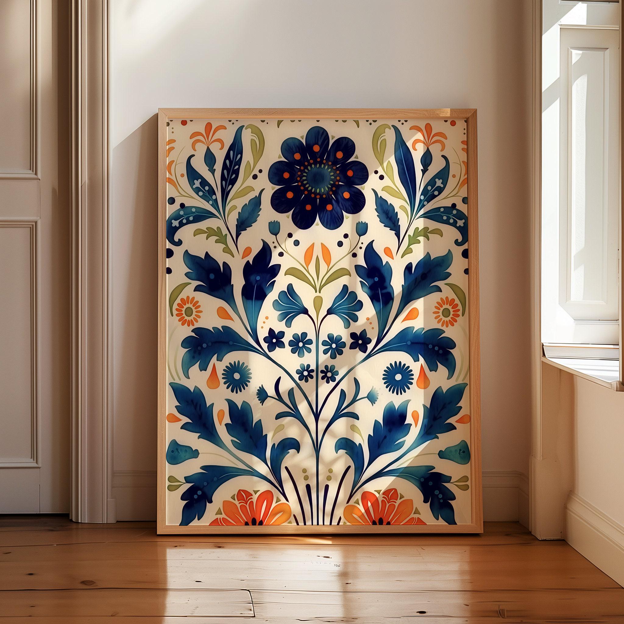 Scandinavian Art Norwegian Folk Art Floral Print Set of 3 Nordic Wall ...