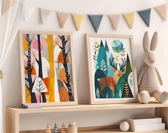 Nordic Nursery Art Kids Mountain Prints Scandi Nursery Decor Nursery Wall Art Adventure Theme Nursery Nordic Style Kids Bedroom Prints