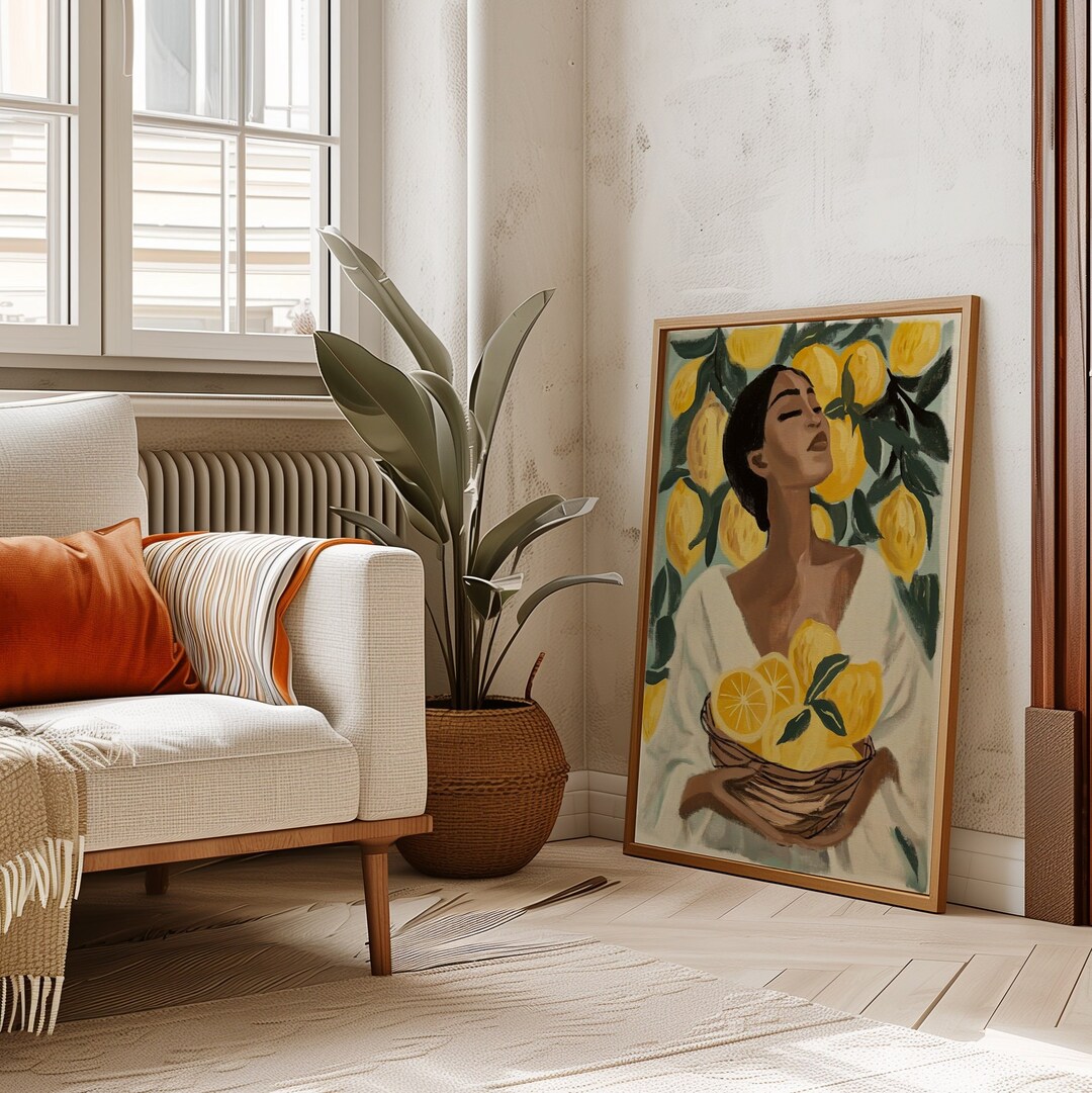 Lemon Tree Painting Citrus Poster Lemon Fruit Market Print Lemon Wall