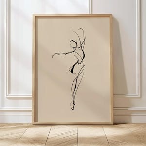 Line Art Poster Minimalistische Frau Druck Schwarz und weiß Figur Zeichnung Zeitgenössische Wanddekor Print Line Art Tanz Print Moderne Ballettkunst