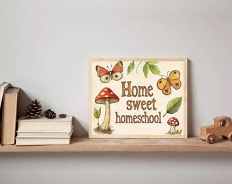 Home School Wall Art Home Sweet Homeschool Print Kids Room Art Children Reading Corner Homeschooling Art Educational Art Homeschool Decor