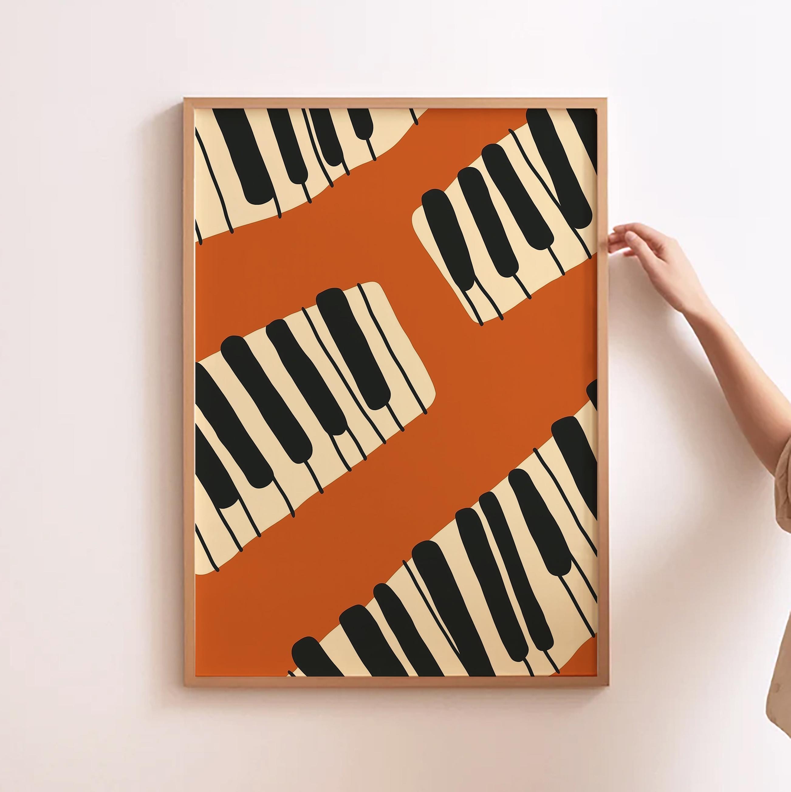 Piano Keys Wall Art Retro Music Print Music Room Wall Decor Trendy Piano Keys Wall Art Retro Music Print Music Room Wall Decor Trendy