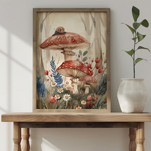 Mushroom Nursery Decor Woodland Prints Forest Nursery Decor Woodland Art Print Watercolor Mushroom Wall Art Nursery Woodland Decor