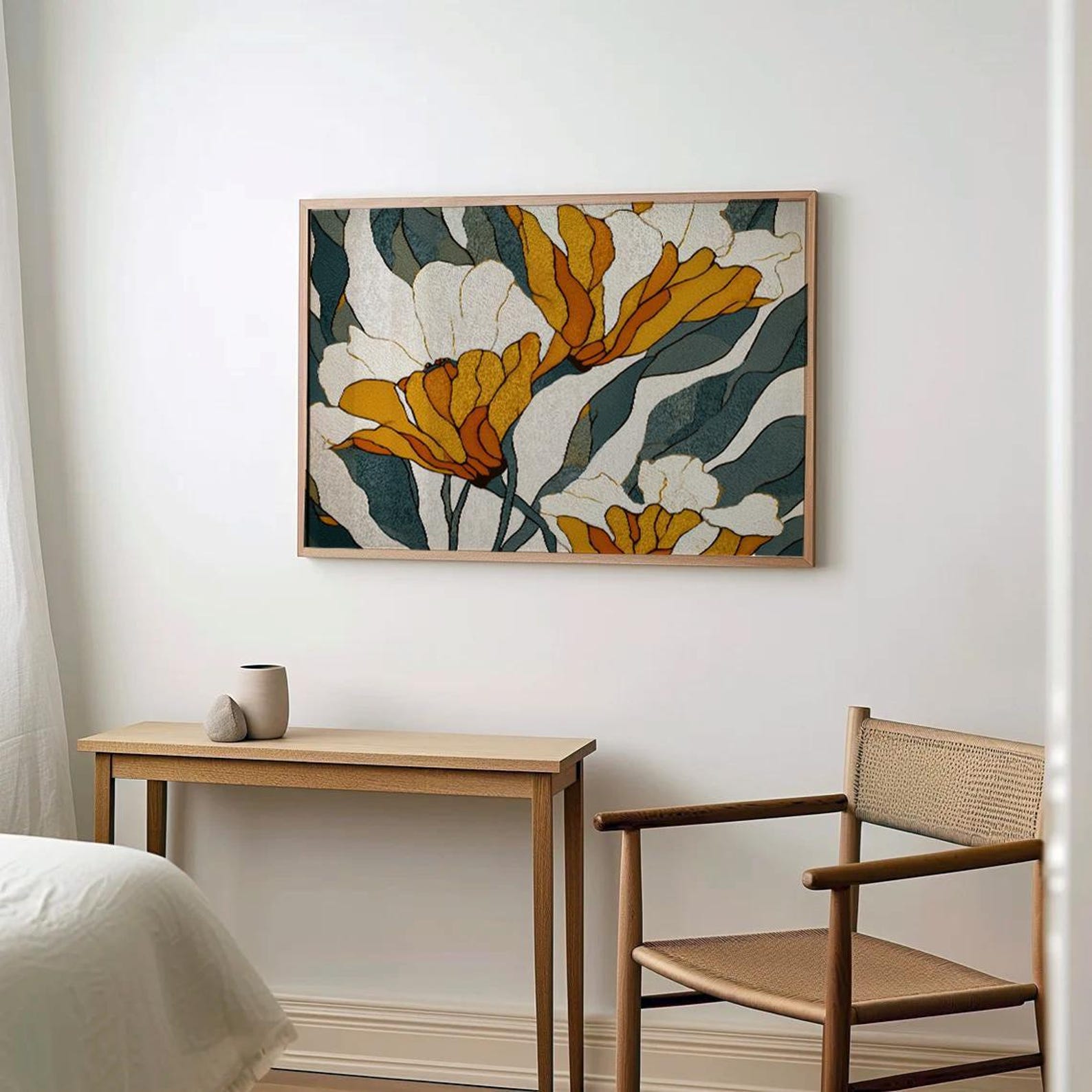 Botanical Wall Art Floral Teal Print Modern Flower Wall Art Abstract ...