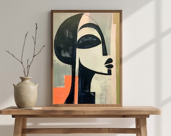 Abstract Art Print, Women&#39;s Face Art Print, African Painting, Matisse Inspired, Minimal Art Decor, Modern Wall Hanging, Contemporary Decor