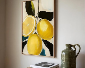 Lemon Art Citrus Poster Simple Fruit Market Print Lemon Wall Art Abstract Fruit Art Abstract Lemon Poster Lemon Kitchen Art Prints