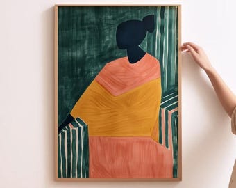 Abstract People Art Eclectic Wall Art Contemporary Prints Trendy Prints For Home Minimalist People Wall Art Abstract Painting Green Prints