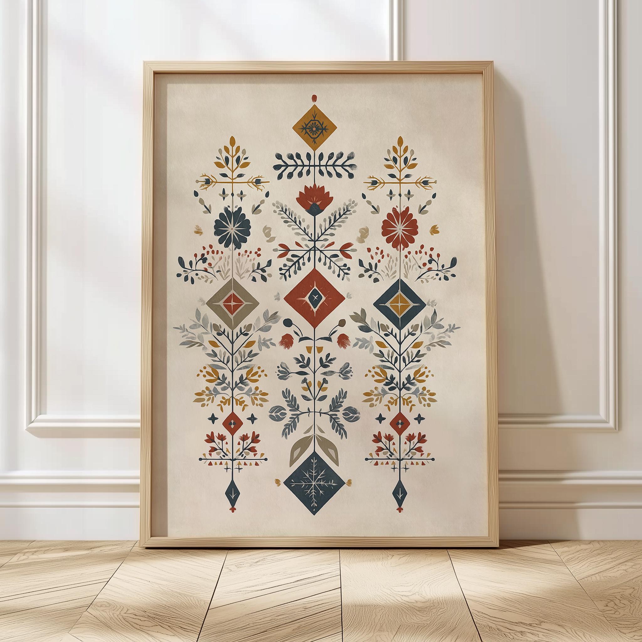 Scandinavian Art Norwegian Folk Art Floral Print Vintage Nordic Wall ...